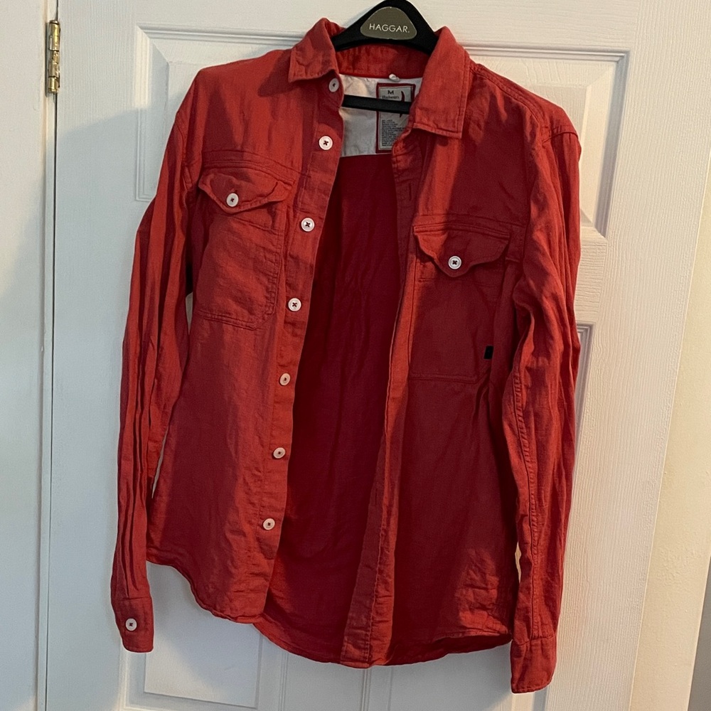 Relwen men’s medium linen red button down shirt